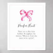Fopspeen Hunt Pink Bow Baby shower Game Poster (Voorkant)