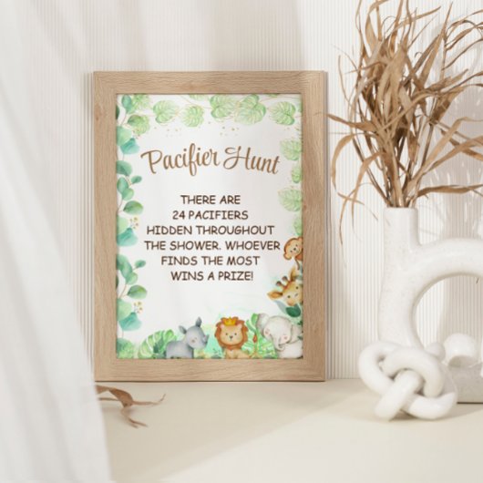 Fopspeen Hunt Safari Dier Thema Spel Sign Poster