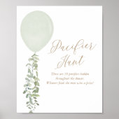 Fopspeen Hunt Sage Balloon Boy Baby shower Poster (Voorkant)