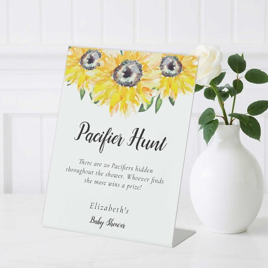 Fopspeen Hunt Sign Zonnebloem Baby shower Reclamebord Met Voetstuk