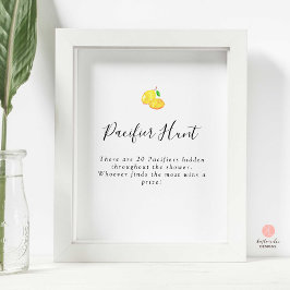 Fopspeen Hunt Spel Citroen Baby shower Eenvoudig Poster