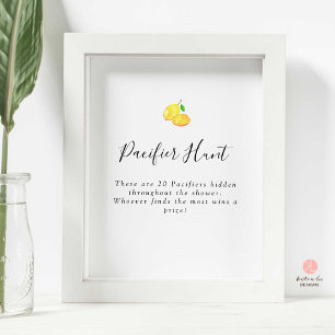 Fopspeen Hunt Spel Citroen Baby shower Eenvoudig Poster