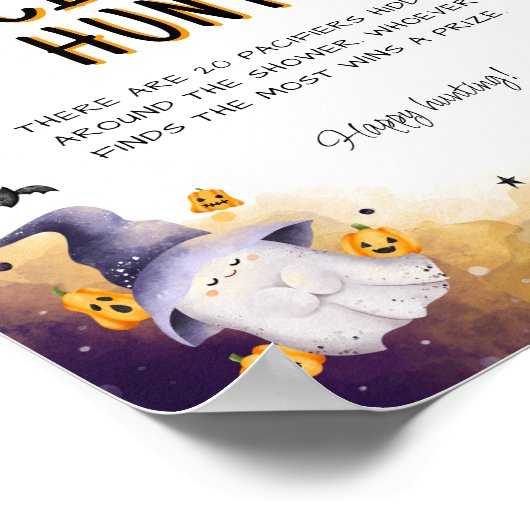 Fopspeen Hunt Spel Halloween Baby shower Spelbord Poster (Hoek)