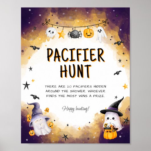 Fopspeen Hunt Spel Halloween Baby shower Spelbord Poster (Voorkant)