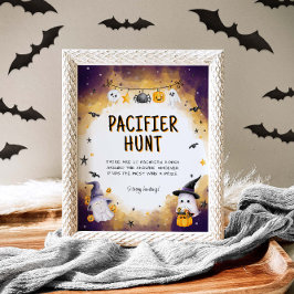 Fopspeen Hunt Spel Halloween Baby shower Spelbord Poster