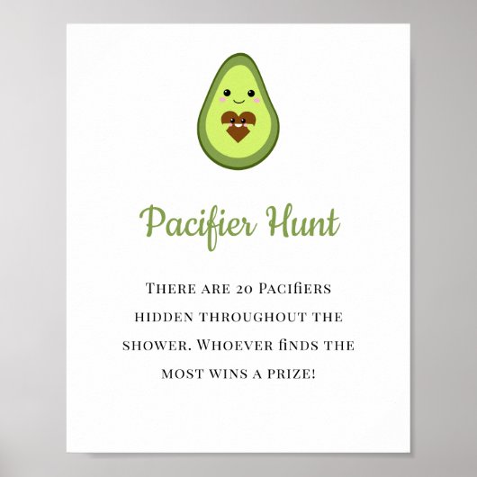 Fopspeen Hunt Spel Teken Avocado Fiesta Baby showe Poster (Voorkant)