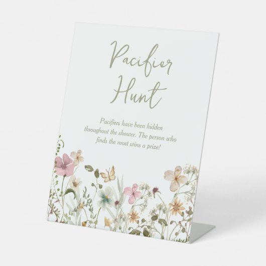 Fopspeen Hunt Wildflower Baby shower Reclamebord Met Voetstuk (Voorkant)