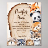 Fopspeen Hunt Woodland Dier Themed Sign Poster (Voorkant)