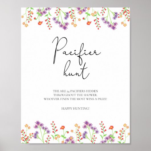 Fopspeen jacht babyshowerspel poster (Voorkant)