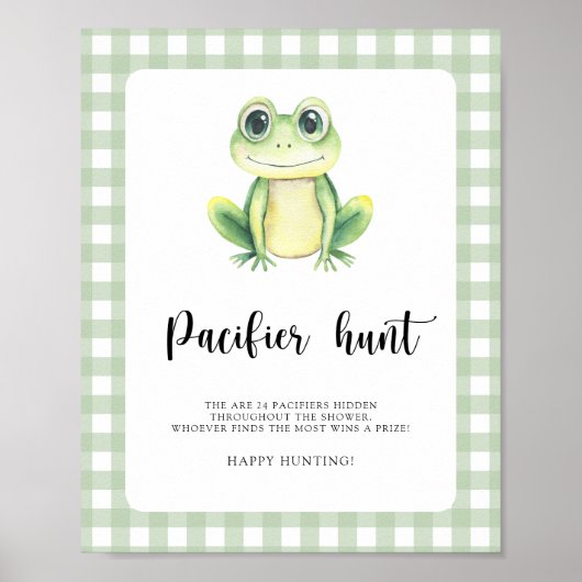 fopspeen jacht kikker baby shower spel poster (Voorkant)