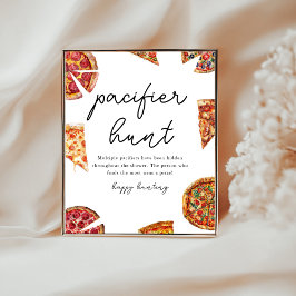 Fopspeen jacht Pizza baby shower spel Poster