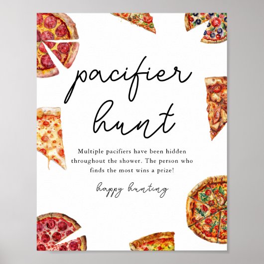 Fopspeen jacht Pizza baby shower spel Poster (Voorkant)