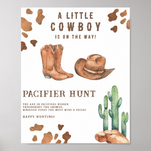 Fopspeen jagen Cowboy Baby shower spel Poster (Voorkant)