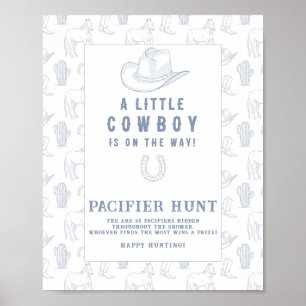 Fopspeen jagen Cowboy Baby shower spel Poster