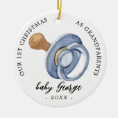Fopspeen Jongen Eerste Kerstmis Grootouders Foto Keramisch Ornament (Voorkant)