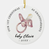 Fopspeen Meisje Eerste Kerstmis Grootouders foto Keramisch Ornament (Voorkant)