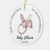 Fopspeen Meisje Eerste Kerstmis Grootouders foto Keramisch Ornament (Links)