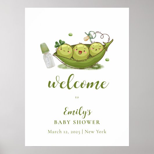 Fopspeen Sweet Pea In Pod Baby shower Welkom Poster (Voorkant)