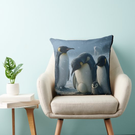 For a penguin family and chick Arctic Winter throw Kussen (Stoel)