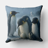 For a penguin family and chick Arctic Winter throw Kussen (Achterkant)