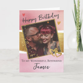 For A Wonderful Boyfriend 1 Photo Birthday Card Kaart