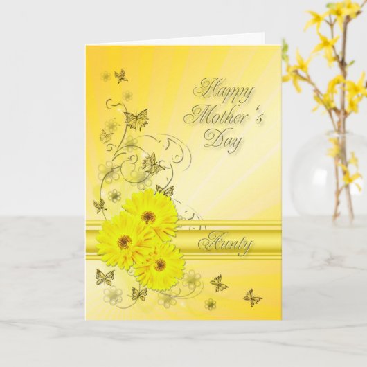 For Aunty, Mother's Day with yellow flowers Kaart (Gele Bloem)