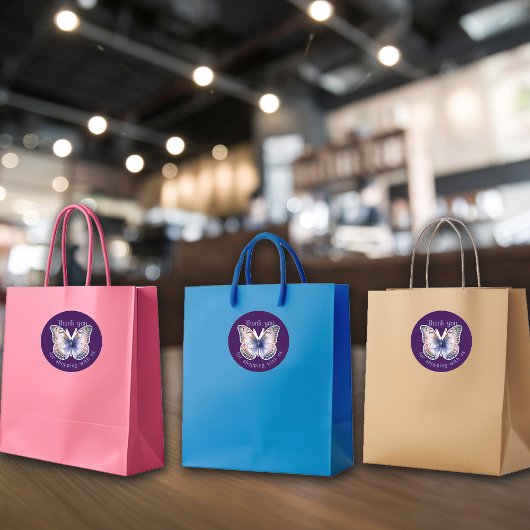 For Business Butterfly Custom Shop Name Thank You  Ronde Sticker