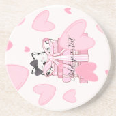 For Cat Lovers & Readers – Bookish Drink Coaster Zandsteen Onderzetter (Voorkant)