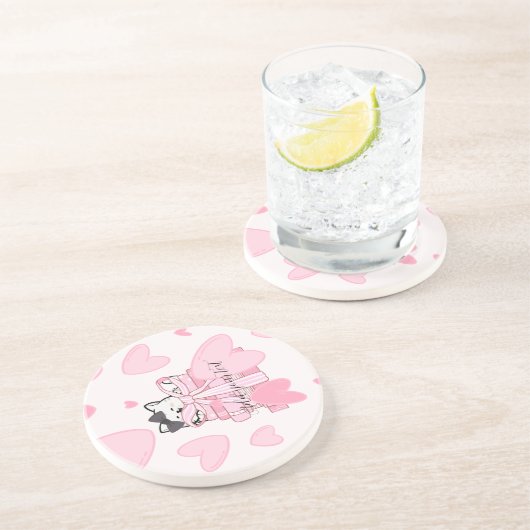 For Cat Lovers & Readers – Bookish Drink Coaster Zandsteen Onderzetter (Zijkant)