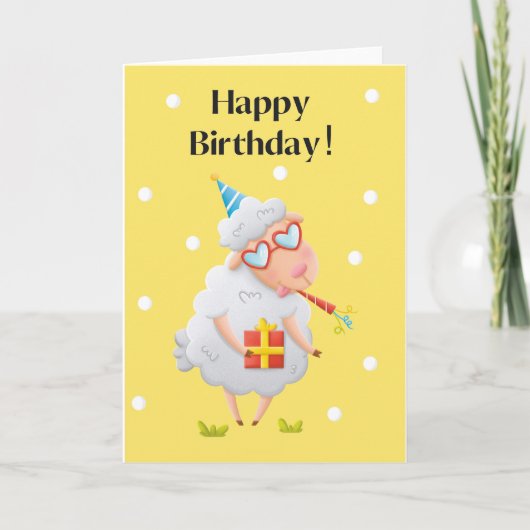 For Children Funny Silly Sheep Birthday Card Kaart (Voorkant)