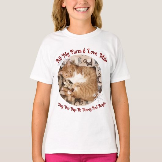For Christmas, Meowy And Bright , Cat Photo ,  T-shirt (Voorkant)