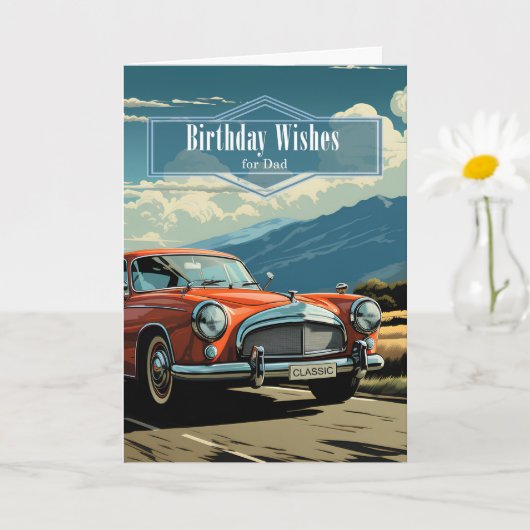 for Dad Birthday Classic Car in Retro Style Kaart (Kleine Plant)