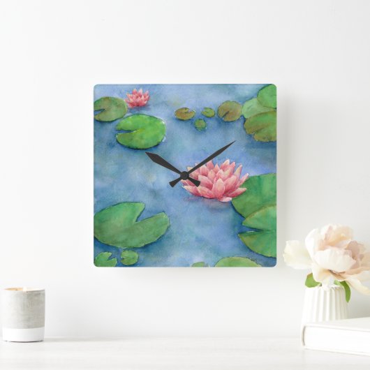 Fôr de Lotus Aguarela Vierkante Klok (Huis)