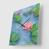 Fôr de Lotus Aguarela Vierkante Klok (Hoek)