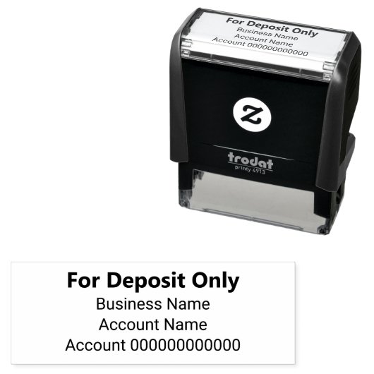 For Deposit Only Business Name Bank Account Number Zelfinktende Stempel (In situ)