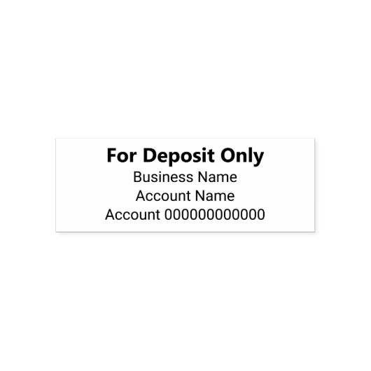 For Deposit Only Business Name Bank Account Number Zelfinktende Stempel (Design)