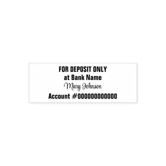 For Deposit Only "Signature" Bank Name Account No. Zelfinktende Stempel (Design)