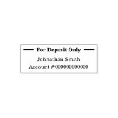 For Deposit Only Your Name Bank Account Number Zelfinktende Stempel (Design)