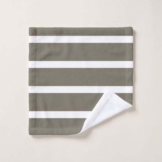 For Elegant Bathrooms – Taupe & White Striped  Bad Handdoek (Wasdoekje)