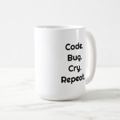 For Engineers & Developers – Code. Bug. Cry Mug Koffiemok (Voorkant rechts)