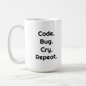 For Engineers & Developers – Code. Bug. Cry Mug Koffiemok (Links)