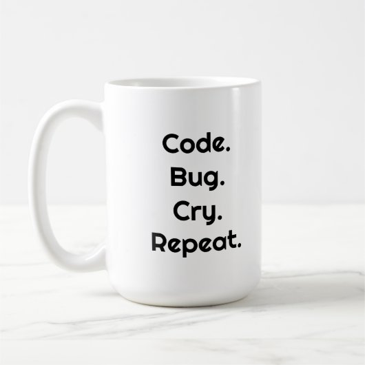 For Engineers & Developers – Code. Bug. Cry Mug Koffiemok (Links)