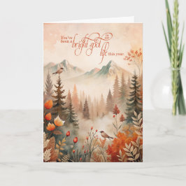 for Friend Sentimental Autumn Mountain Pines Feestdagen Kaart