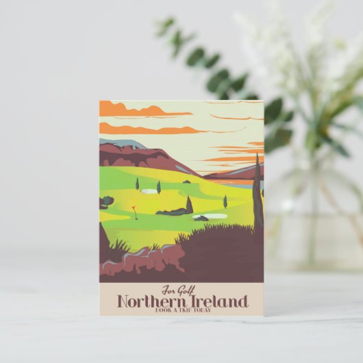 "For Golf" Northern Ireland Travel poster Briefkaart (Staand voorkant)