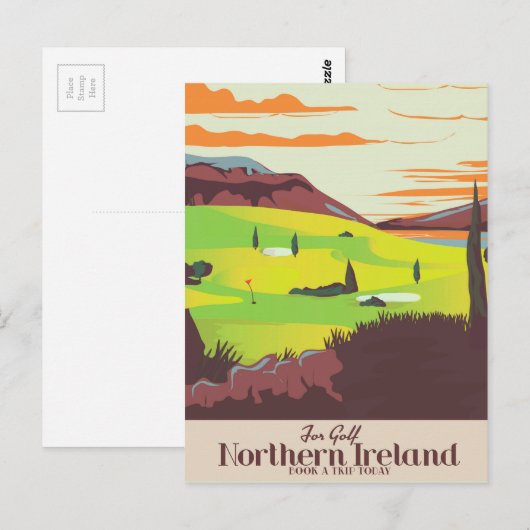 "For Golf" Northern Ireland Travel poster Briefkaart (Voorkant / Achterkant)