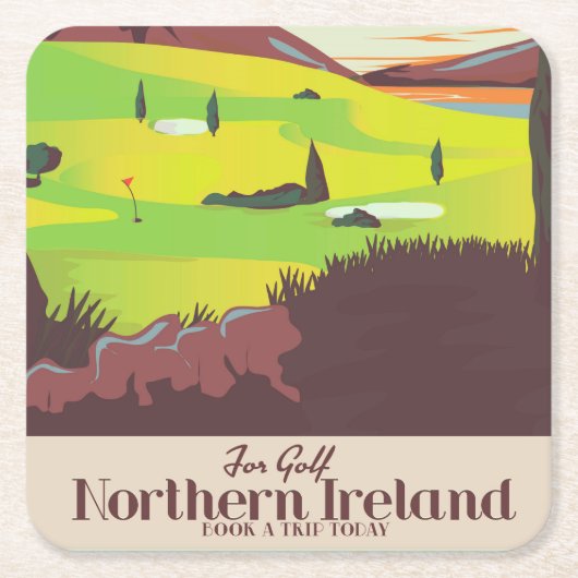 "For Golf" Northern Ireland Travel poster Kartonnen Onderzetters (Voorkant)