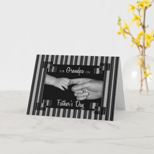 for Grandpa on Fathers Day Pinstriped Kaart (Gele Bloem)