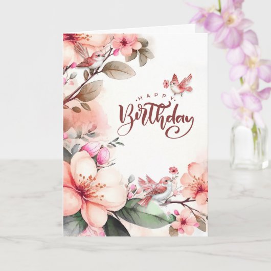 for Her Birthday Botanical with Peach Magnolias Kaart (Orchidee)