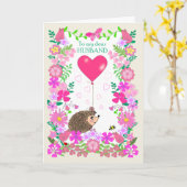 For Husband Valentine with a Cute Hedgehog Kaart (Gele Bloem)
