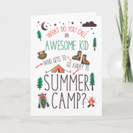 for Kids Funny Summer Camp Orange Green and Brown Kaart